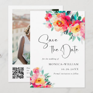 Hochzeitsfeiern mit leuchtend rosa Blume Save The Date