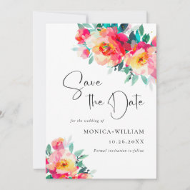Hochzeitsfeiern mit leuchtend rosa Blume Save The Date