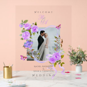 Hochzeitsfeiern mit lila Rose-Multigram-Foto Acrylschild