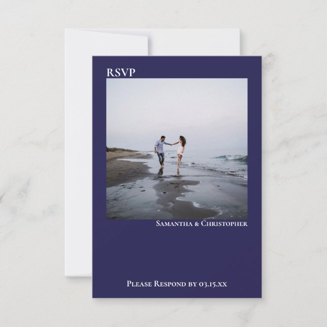 Hochzeitsfeiern mit Navy Blue Simple Modern Minima RSVP Karte (Vorderseite)