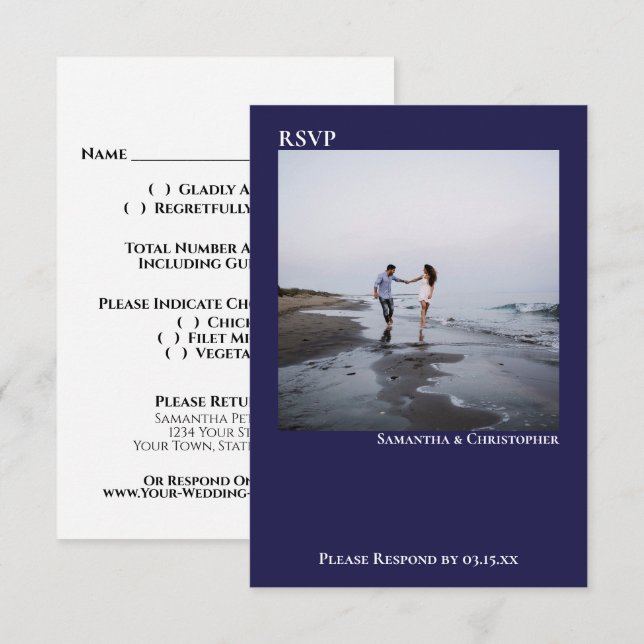 Hochzeitsfeiern mit Navy Blue Simple Modern Minima RSVP Karte (Vorne/Hinten)