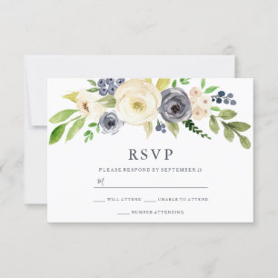 Hochzeitsfeiern mit Navy & Champagne Watercolor-Bl RSVP Karte