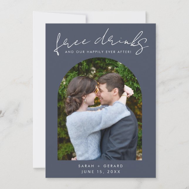 Hochzeitsfeiern mit offenem Bar Save The Date (Vorderseite)