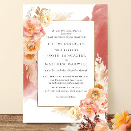 Hochzeitsfeiern mit orangefarbenem Rostpfirsiche Einladung