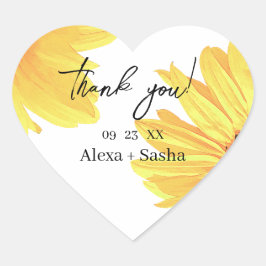 Hochzeitsfeiern mit Sonnenblumen Herz-Aufkleber