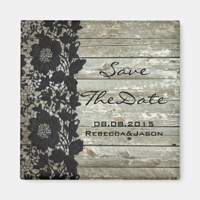 Hochzeitsfeiern mit Spitzenholz Save the Date Magnet (Vorne)