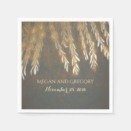 Hochzeitsfeiern mit Vintagem Gold-Willow-Tree Serviette