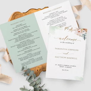 Hochzeitsfeierprogramm "Elegante Sage Green Floral