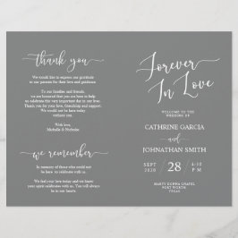 Hochzeitsfeierprogramm, Elegantes Script Gray