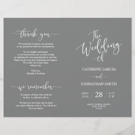 Hochzeitsfeierprogramm, Elegantes Script Gray
