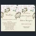Hochzeitsfeierprogramm für Elfenbein<br><div class="desc">Dieses elegante Hochzeitsfeierprogramm hat ein wunderschönes Blumendesign in Weiß und Rosa, Set auf Elfenbeinhintergrund. Alle Informationen können personalisiert sein, um Ihre Anforderungen zu Anzug. Editieren Sie einfach die entsprechenden Textfelder. Schriftart und Schriftart können auf Wunsch auch verändert werden. **Bitte beachten Sie, dass die Papierprogramme flach ausgeliefert werden und zum Erstellen...</div>