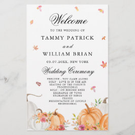 Hochzeitsfeierprogramm für Wasserfarbenkürbis