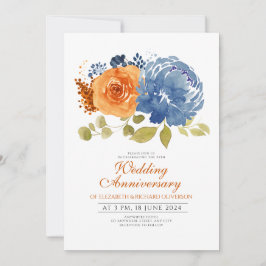 Hochzeitsfeiertag der Blauen Brandt Orange Einladung