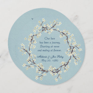 Hochzeitsfeiertag - Kranz auf weicher Aqua-Textur Einladung