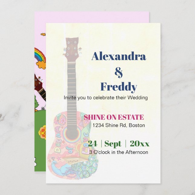 Hochzeitsfest Fields Musik Moderne Hochzeit Einladung (Vorne/Hinten)
