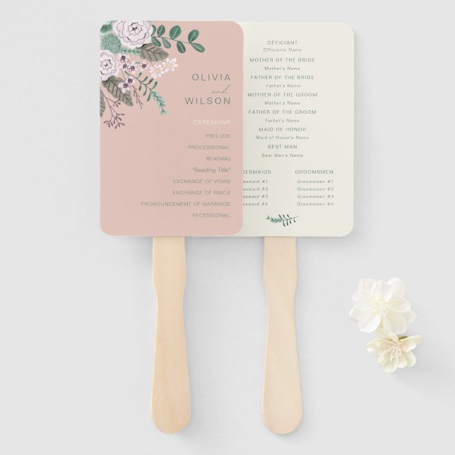 Hochzeitsfest in Rosa, Set der Fans Fächer (Vorne und Hinten)