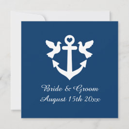 Hochzeitsfest mit blauem nautischen Anker und weiß Einladung