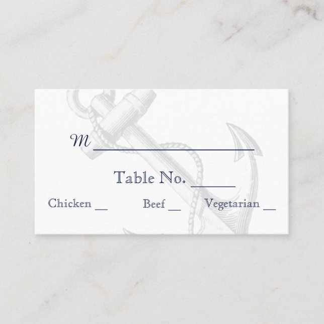 Hochzeitsfeste Platzkarten für die Marine und den  (Vorderseite)