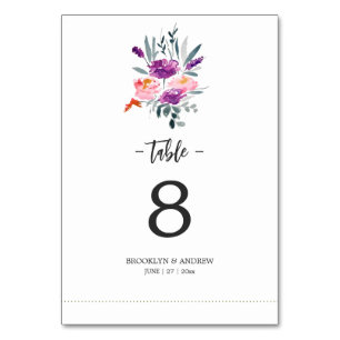 Hochzeitsfeste Tischnummern mit Blume