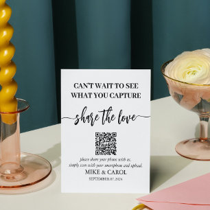 Hochzeitsfeststellung des Liebe-Fotos QR-Code Sockelschild