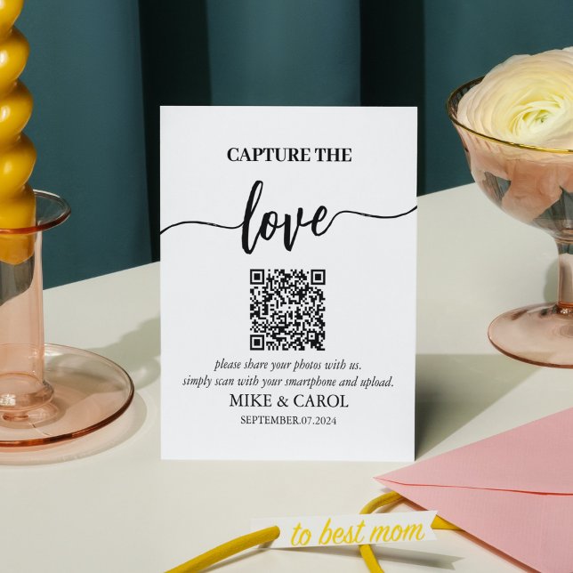Hochzeitsfeststellung des Liebe-Fotos QR-Code Sockelschild (Von Creator hochgeladen)