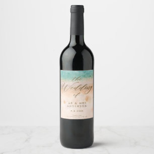 Hochzeitsflasche für den tropischen Strand Weinetikett
