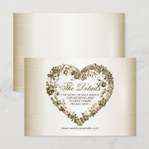 Hochzeitsflora Golden Verziert Heart Frame Elegant Begleitkarte
