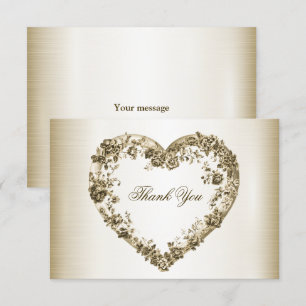 Hochzeitsflora Golden Verziert Heart Frame Elegant Dankeskarte