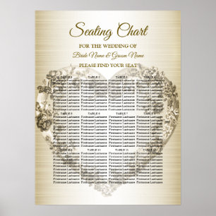 Hochzeitsflora Golden Verziert Heart Frame Elegant Poster