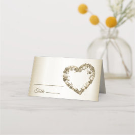 Hochzeitsflora Golden Verziert Heart Frame Party Platzkarte