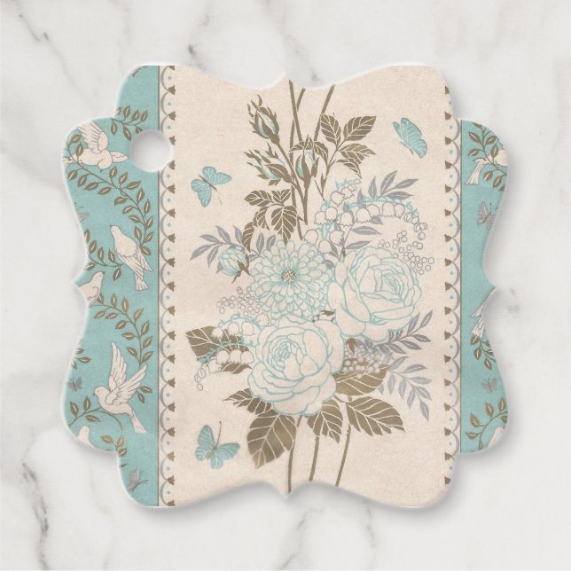 Hochzeitsflora-Schmetterlinge Tauben-Tags Geschenkanhänger (Vorderseite)