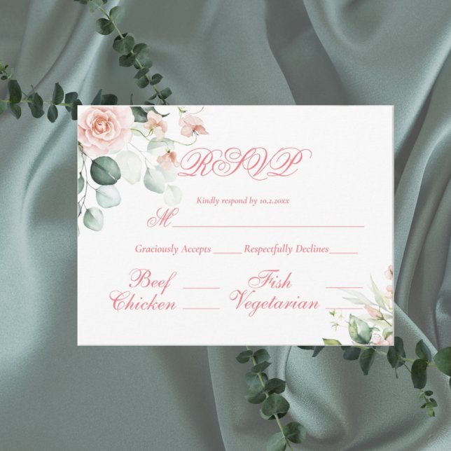 Hochzeitsfloral Elegant Pink Script UAWG Budget Postkarte (Von Creator hochgeladen)