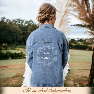 Hochzeitsfloral Monogramm Minimalistisch Einfach W Jeansjacke