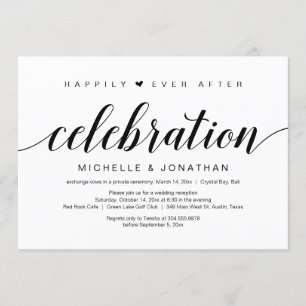 Hochzeitsflucht, Elegante schwarze Schrift Einladung