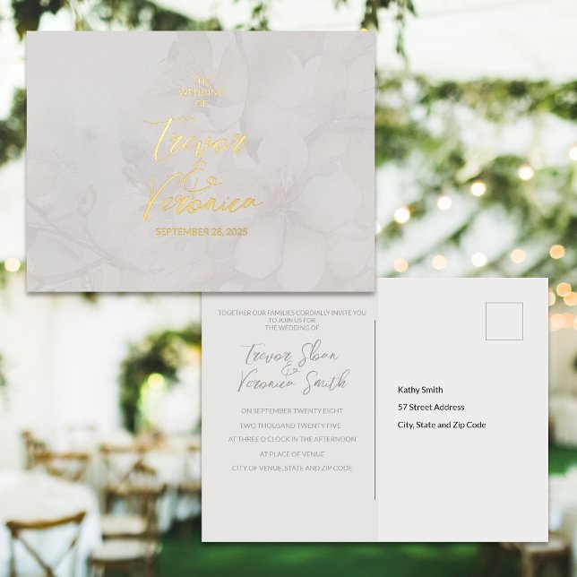 Hochzeitsfoil Cherry Blossom Einladung Postkarte (Von Creator hochgeladen)