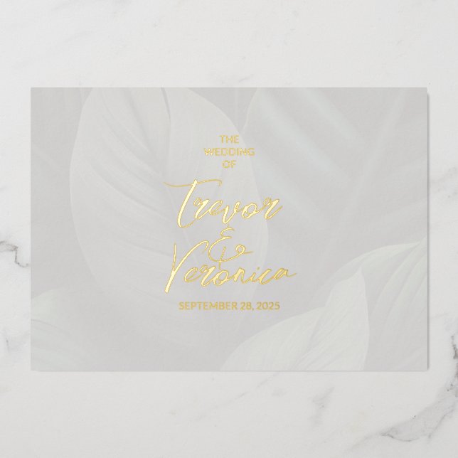 Hochzeitsfoil Tropischer Chic Folieneinladung (Vorderseite)