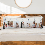 Hochzeitsfokus 7 Bild von Weiß VERHEIRATET Seitenschläferkissen<br><div class="desc">Maßgeschneidertes Hochzeitskissen aus Foto mit VERHEIRATETEM Druck in eleganter Typografie. Das Design hat eine neutrale Farbpalette in Weiß und Dunkelblau - die Sie bearbeiten können, um Ihre Wohngestaltung Anzug. (Melde mich, wenn du Hilfe brauchst.) Die Fotovorlage ist für Sie ein Set, um 7 Ihrer Lieblingsfotos hinzuzufügen, die im Porträtformat in...</div>