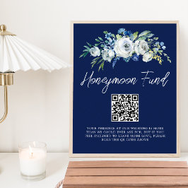Hochzeitsfond für Hochzeitsfeiern in Navy Blue Flo Poster