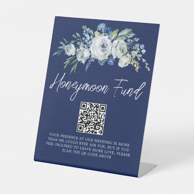 Hochzeitsfond für Hochzeitsfeiern in Navy Blue Flo Sockelschild (Vorderseite)