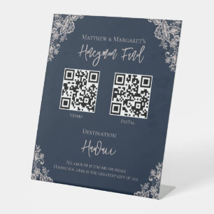Hochzeitsfonds für Navy Blue & Lace Honeymoon Sockelschild