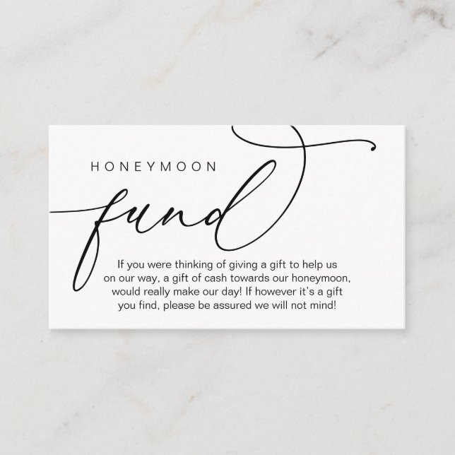 Hochzeitsfonds, Geschenke in Cash wünschenswert gu Begleitkarte (Vorderseite)