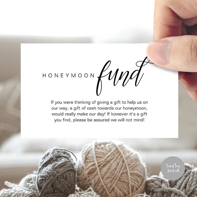 Hochzeitsfonds, Wunsch, Bargeld, Moderne Klasse Begleitkarte (Wedding Honeymoon Wish, Fund, Cash, Modern Classy Enclosure Card, Black White)