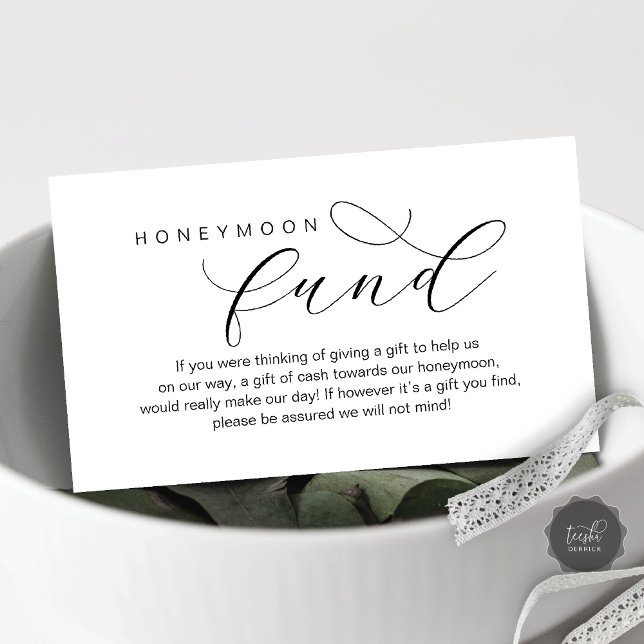 Hochzeitsfonds, Wunsch, moderner Minimalwert Begleitkarte (Wedding Honeymoon Fund, Wish, Modern minimal Enclosure Card, Gift, Cash)