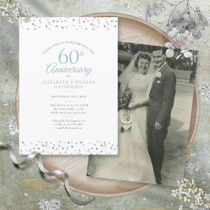 Hochzeitsfoto 60. Hochzeitstag Herzen Konfetti Einladung