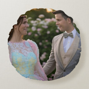 Hochzeitsfoto anpassen und personalisieren rundes kissen