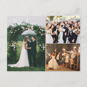 Hochzeitsfoto-Collage Dankeschön Blanko-Rückseite Postkarte