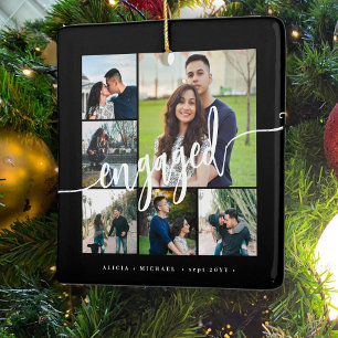 Hochzeitsfoto-Collage moderne Schrift Keramikornament