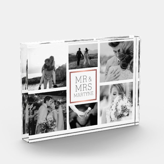 Hochzeitsfoto Collage Mr & Mrs Black & White Fotoblock (Links)