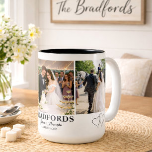 Hochzeitsfoto-Geschenk für Frischvermählte Kaffeet Zweifarbige Tasse