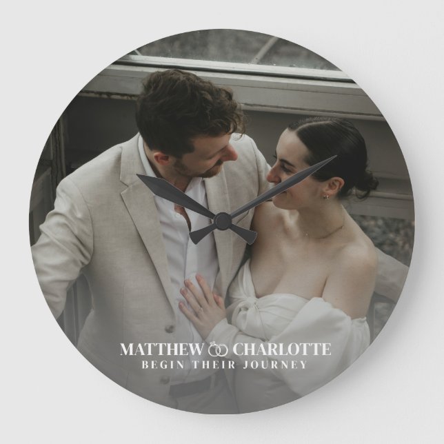 Hochzeitsfoto Große Wanduhr (Vorderseite)